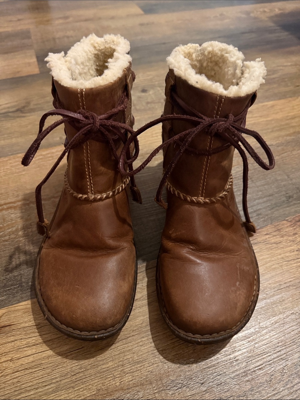 UGG Women’s Cove Chestnut Brown Shearling-Lined Leather Boots